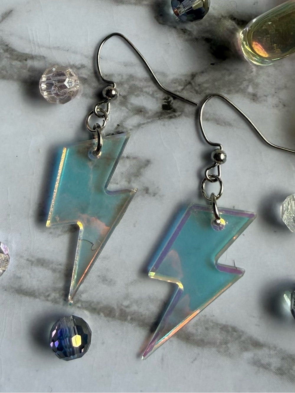 Holographic Lightning Bolt Dangle Earrings